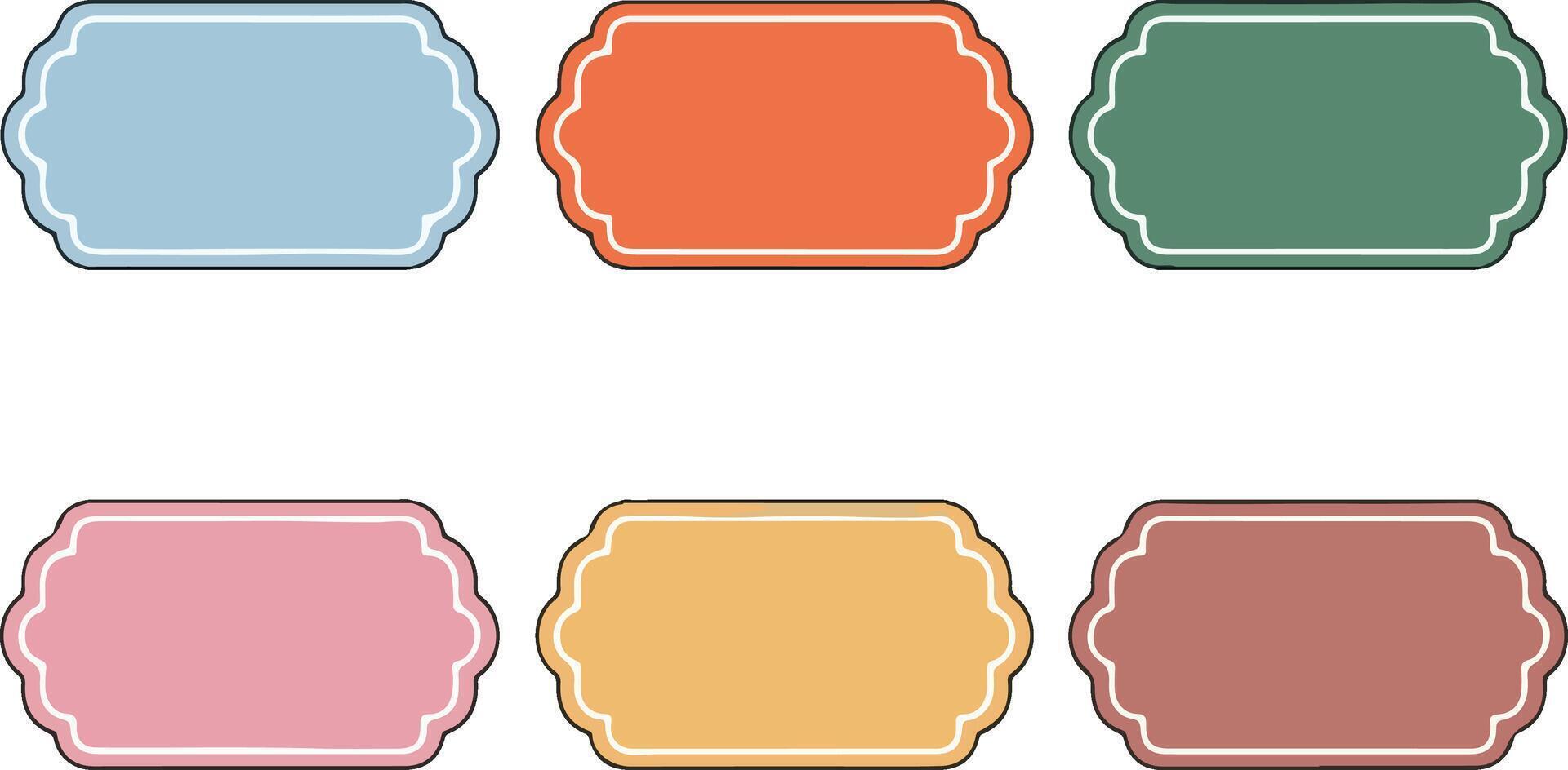 text box set of six colorful frames with different shapes vector