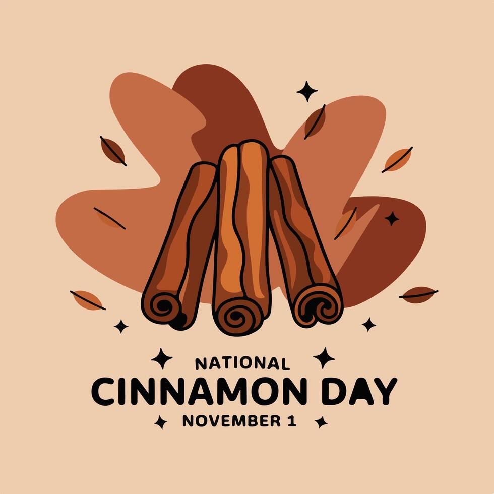 cinnamon sticks on a brown background for national cinnamon day vector