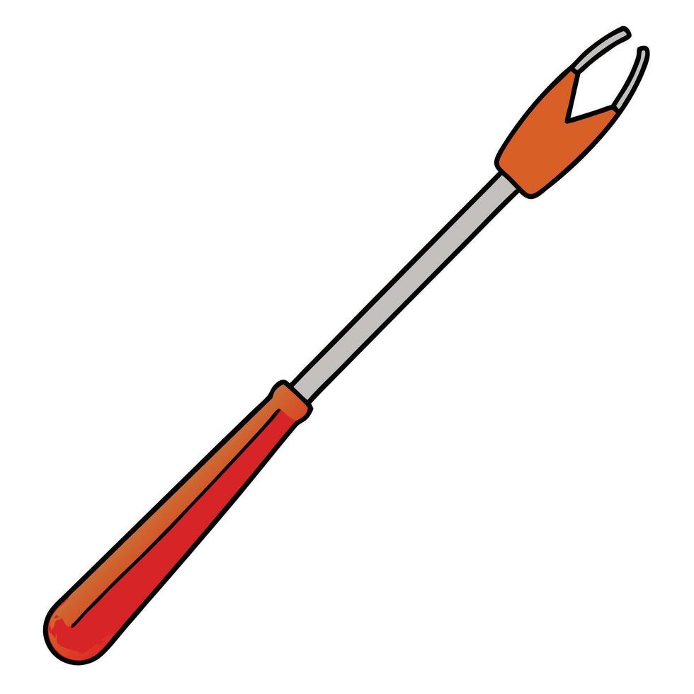 A red and orange tool with a handle vector