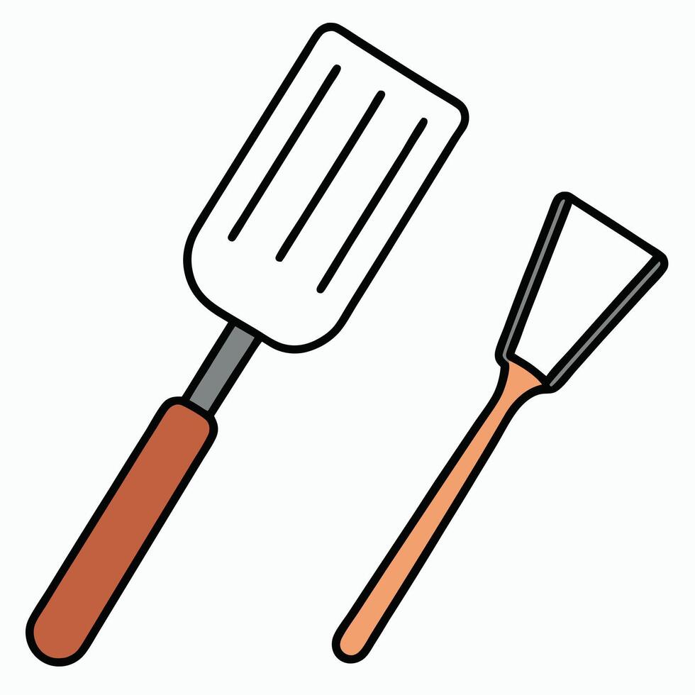 Two spatulas and a spatula with a handle vector