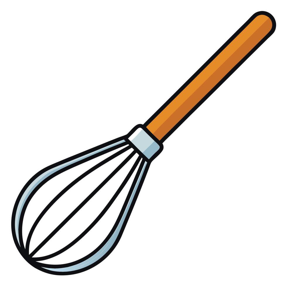 whisk with a handle on a solid flat vector