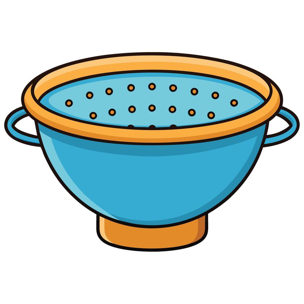 A blue colander with holes in it vector