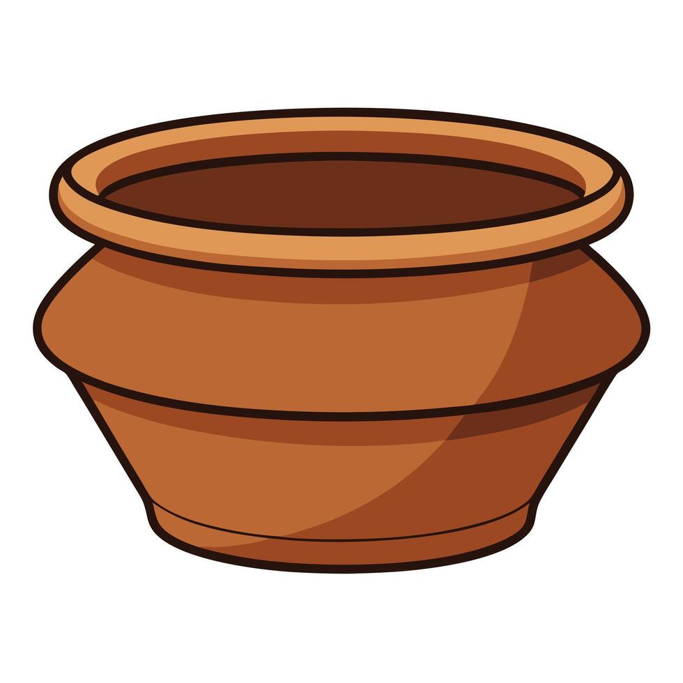 A clay pot on a white background vector