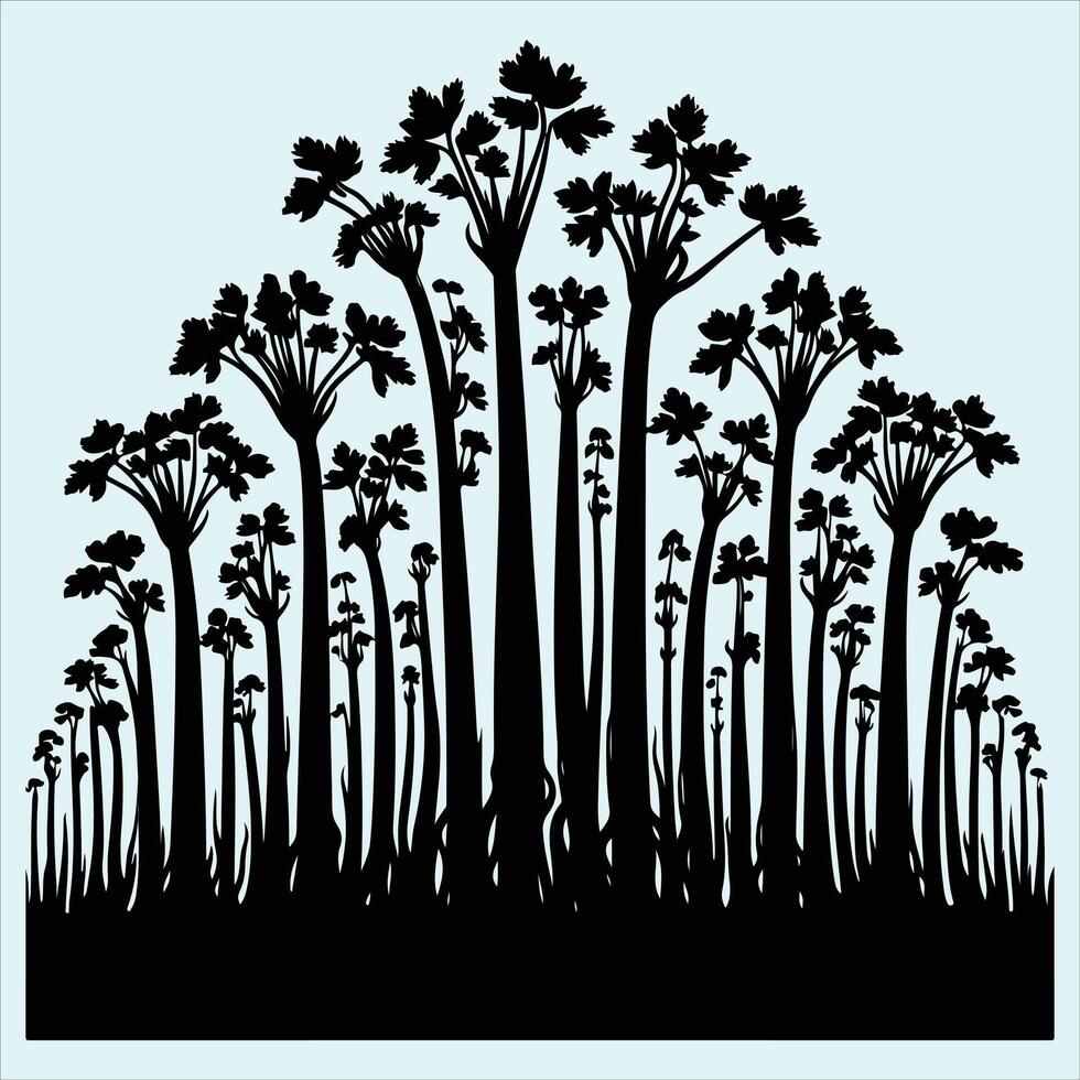 Bold celery stalk silhouette in classic black color vector