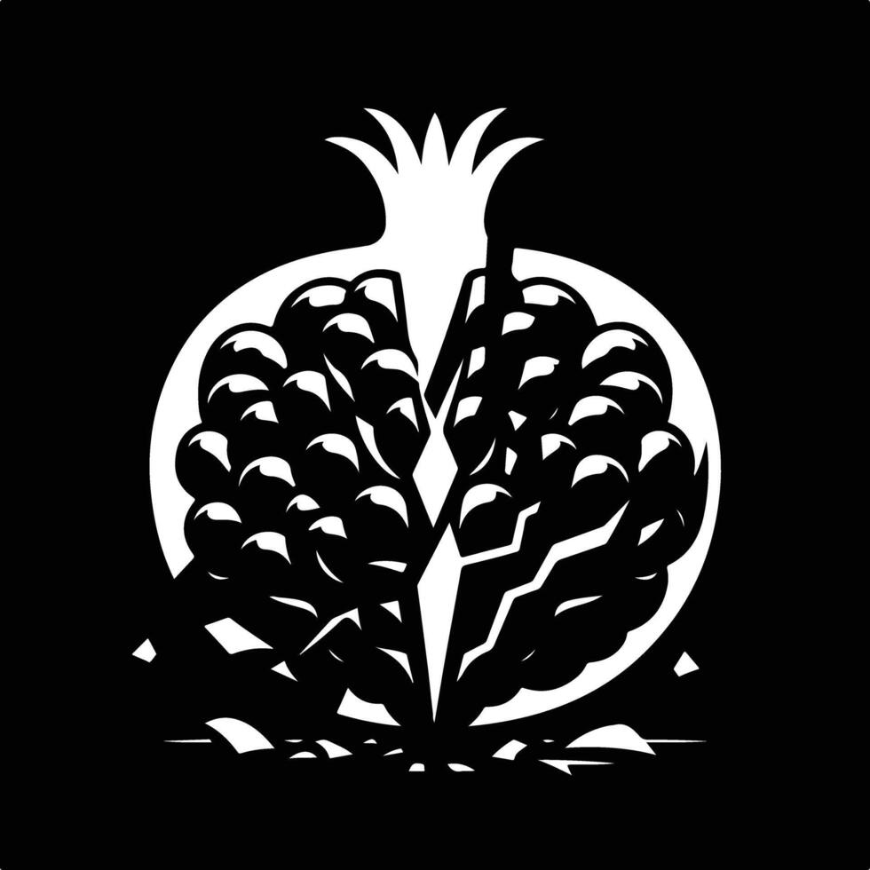 Pomegranate fruit outline black minimalist art design vector
