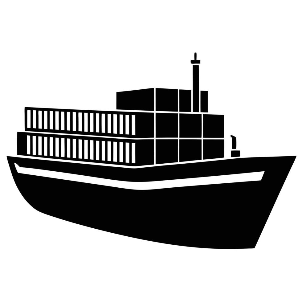 Cargo Ship Container Vessel Maritime Freight Transportation Icon vector