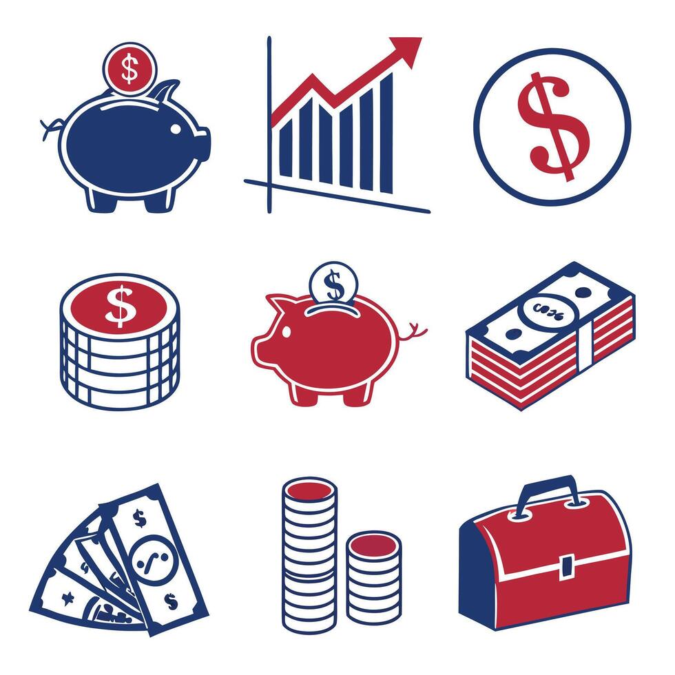 Financial Growth Savings, Investments, and Wealth Building Strategies vector