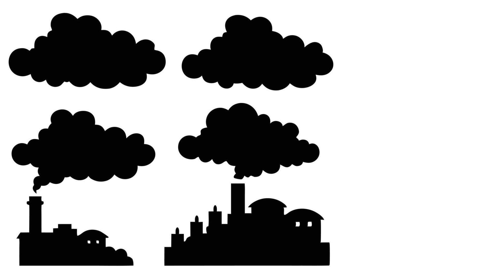 Industrial Air Pollution Factory Smoke and Emissions Icons vector
