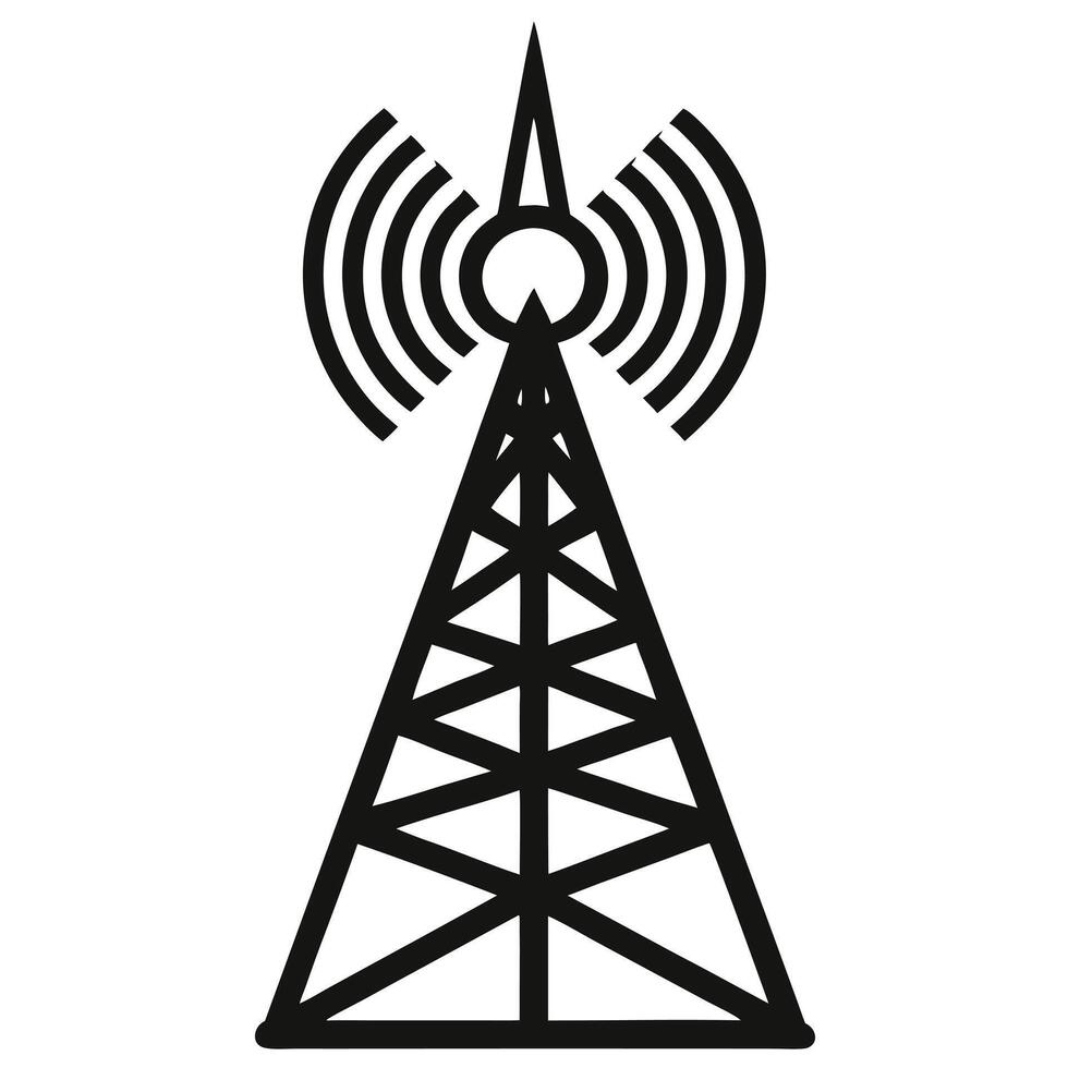 Communication Tower Wireless Technology Icon, Signal Transmission, Cellular Network Infrastructure vector