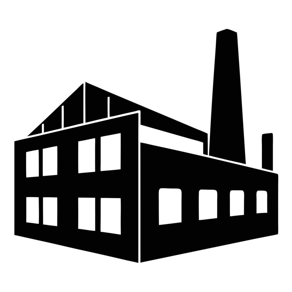 Industrial Factory Building Icon Design, Manufacturing, Production, Silhouette vector