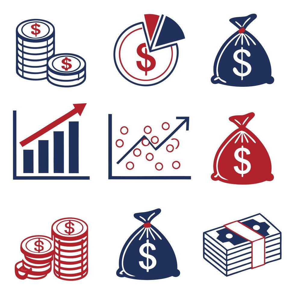 Financial Growth Icons Investment, Profit, and Wealth Visuals vector