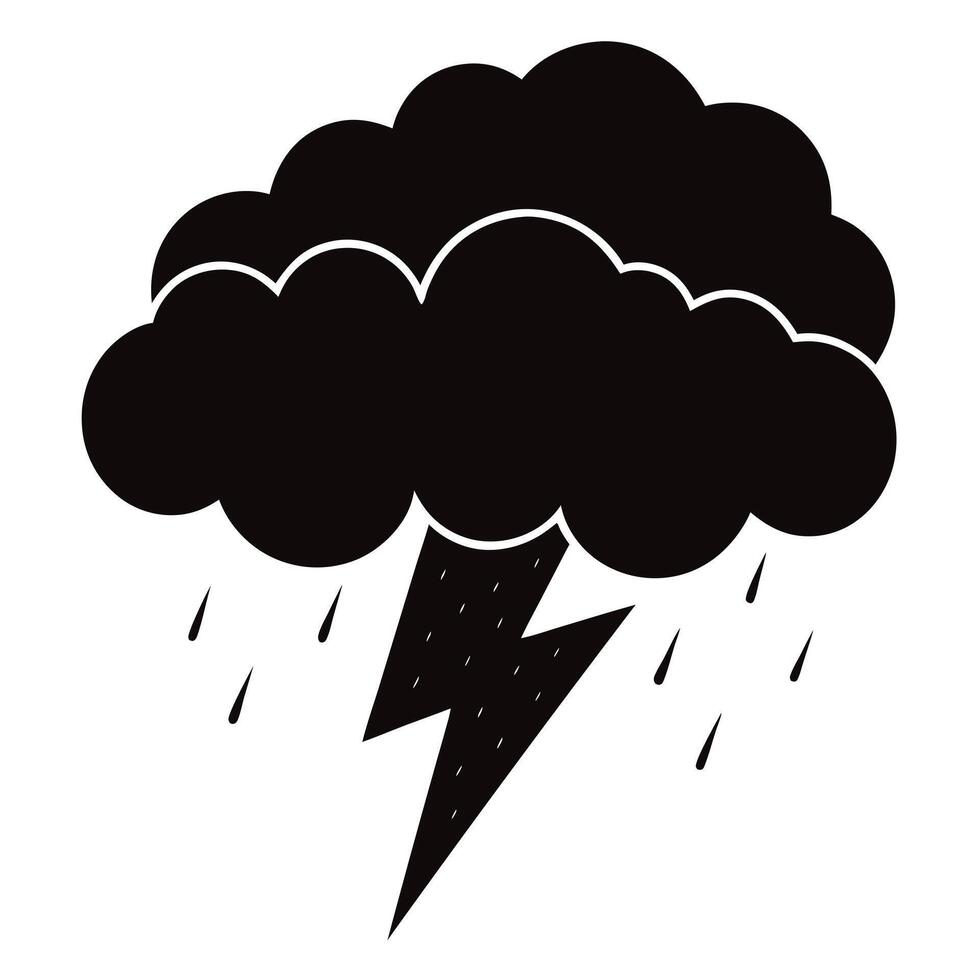 Dark Storm Cloud with Lightning and Rain Illustration vector