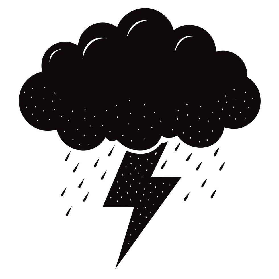 Stormy Weather Icon Dark Cloud with Lightning and Rain vector