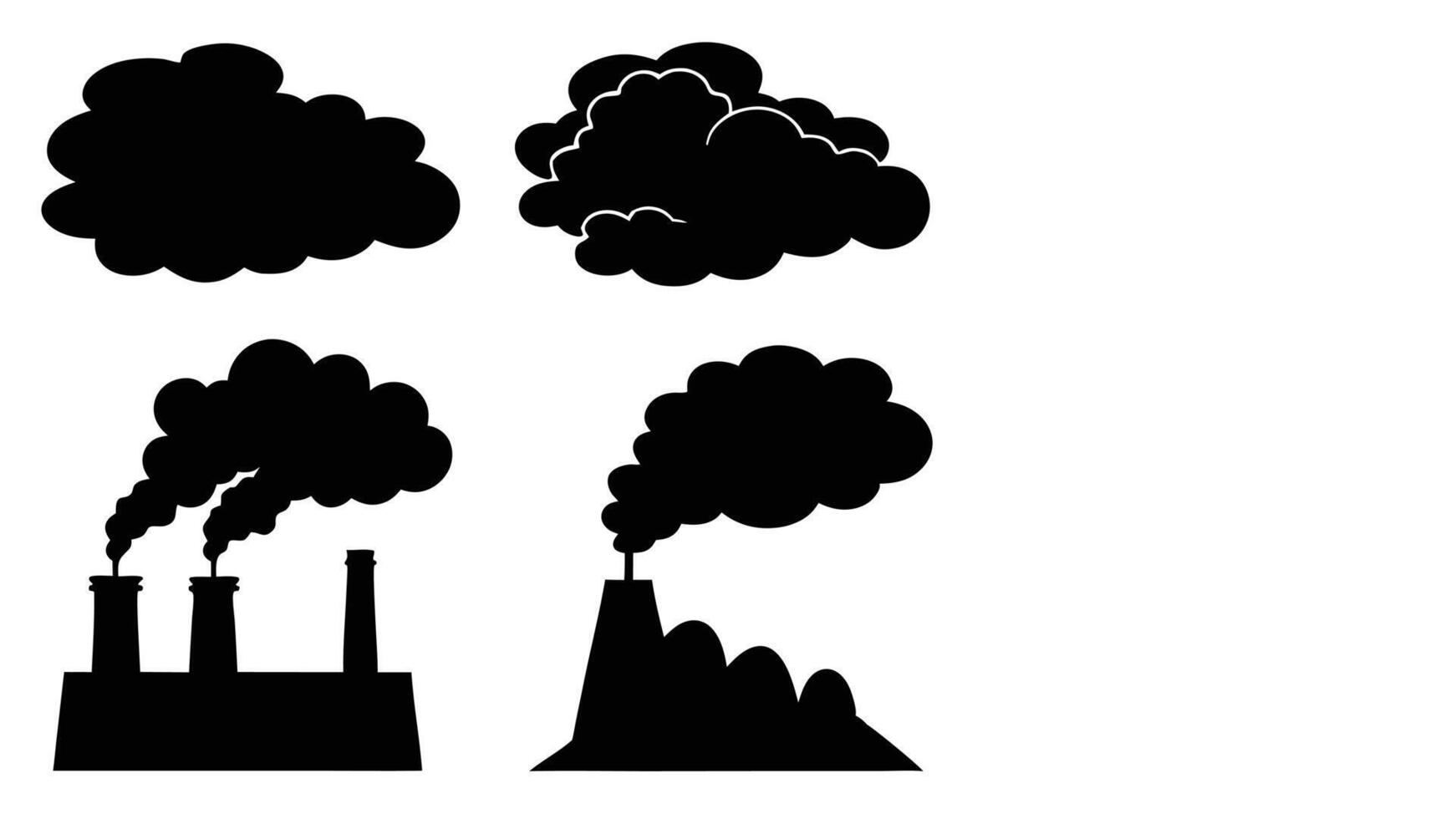 Air Pollution Silhouettes Industrial Smoke Clouds vector