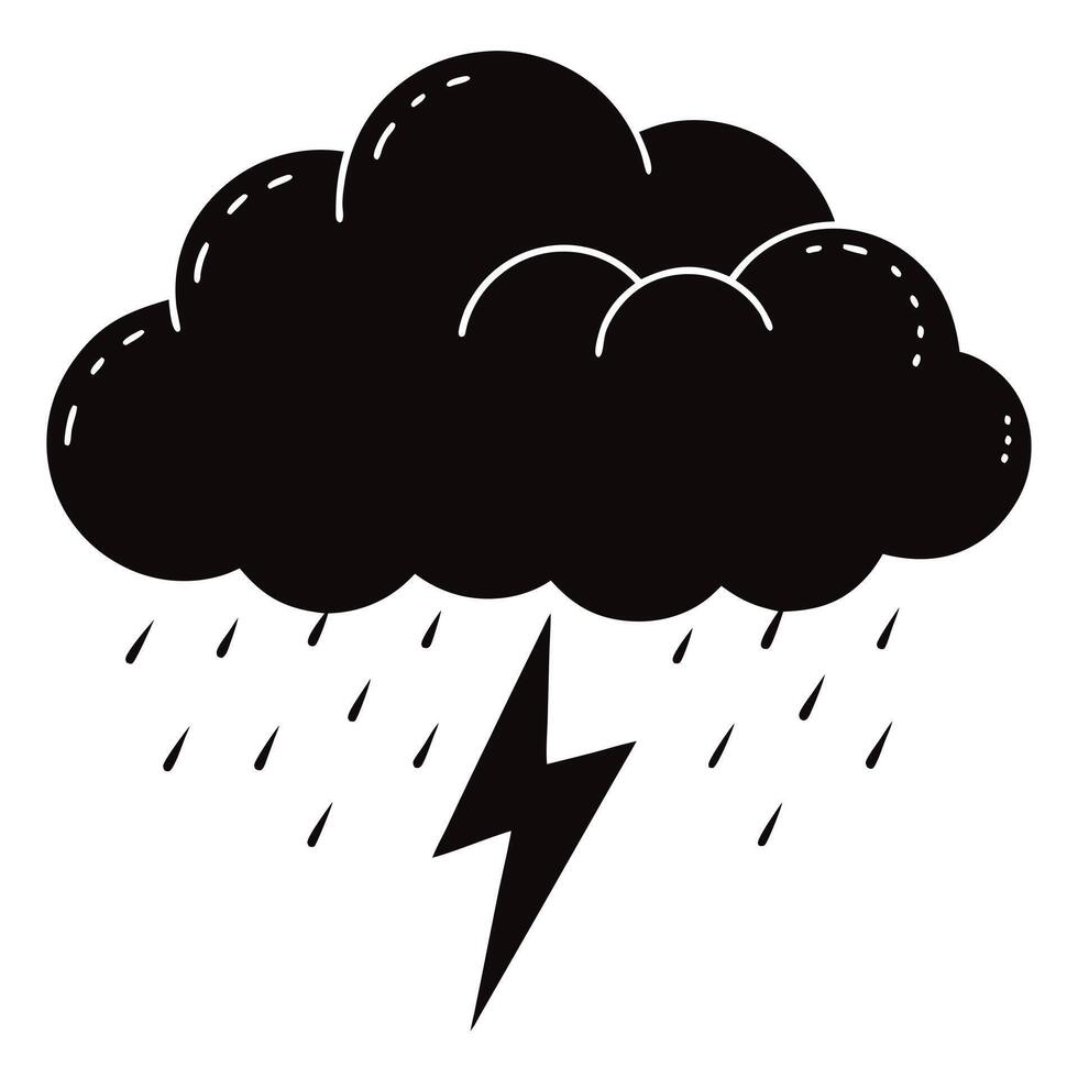 Storm Cloud with Lightning and Rain Dramatic Weather Icon Illustration vector