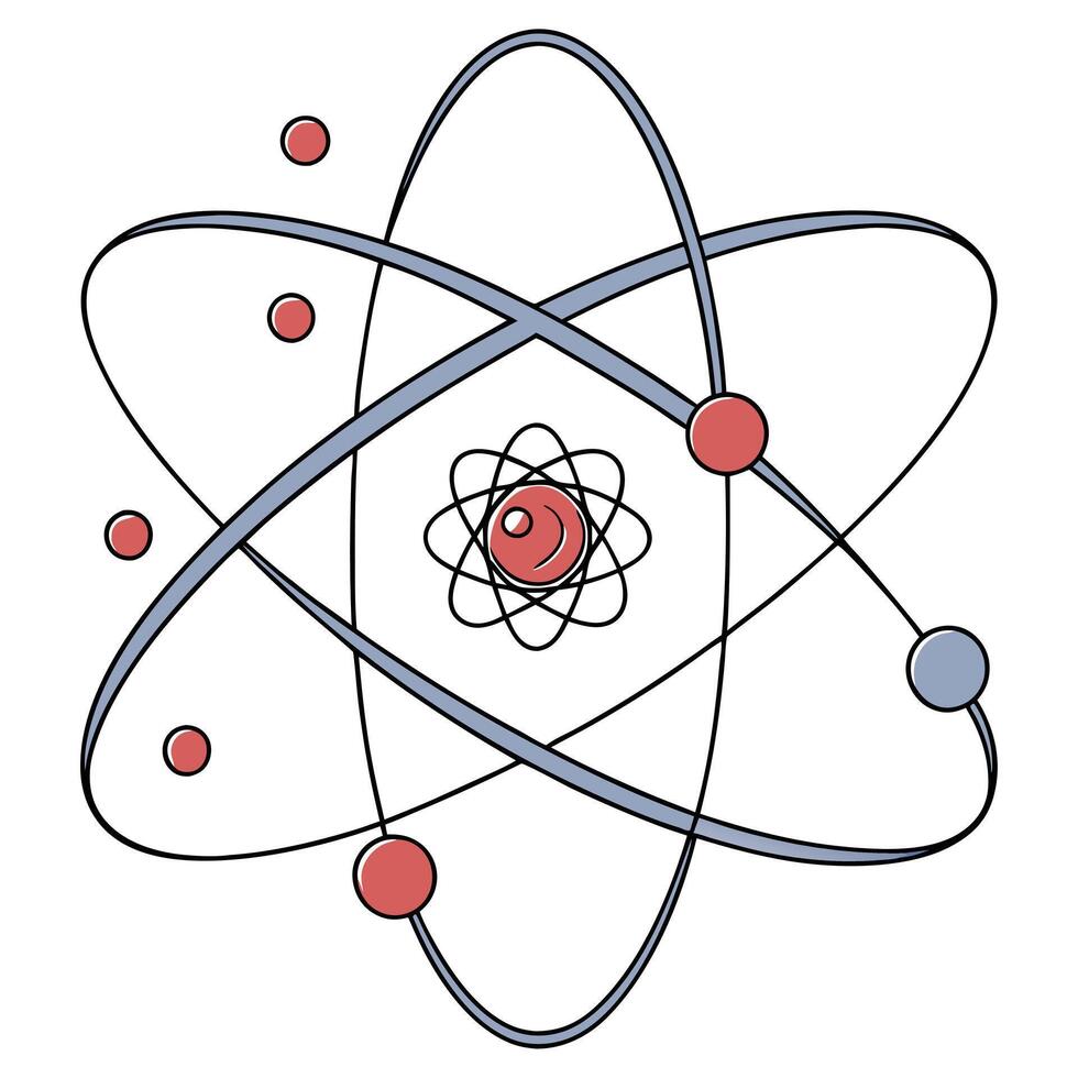 Simplified Atomic Structure Electrons Orbiting Nucleus Illustration vector
