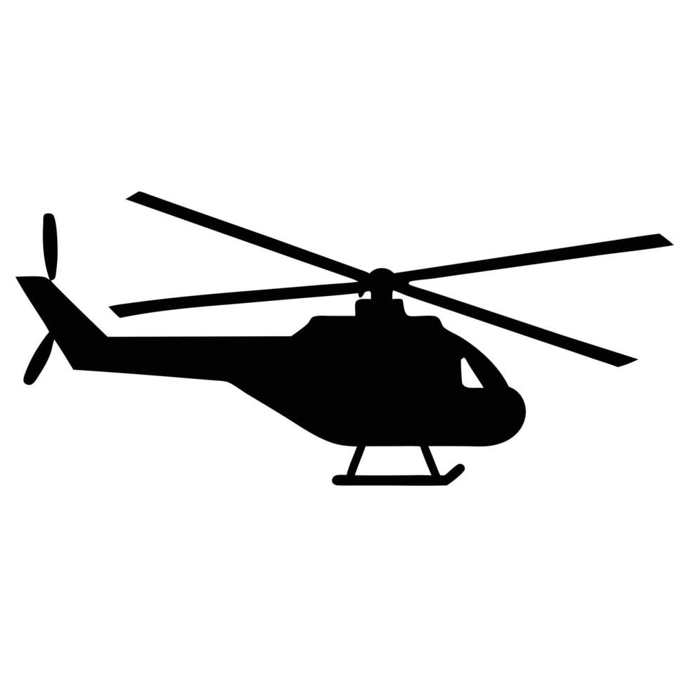 Black Silhouette of a Helicopter Illustration vector