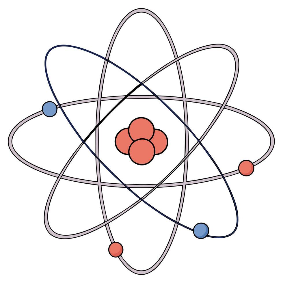 Simplified Atomic Structure Illustration of an Atom's Nucleus and Electron Orbits vector
