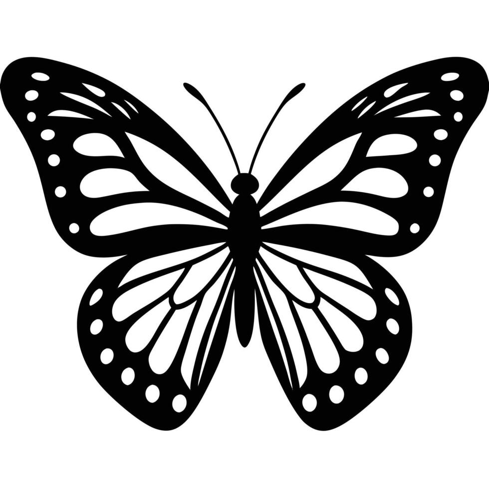 Elegant black and white butterfly illustration perfect for decorative design and creative projects vector