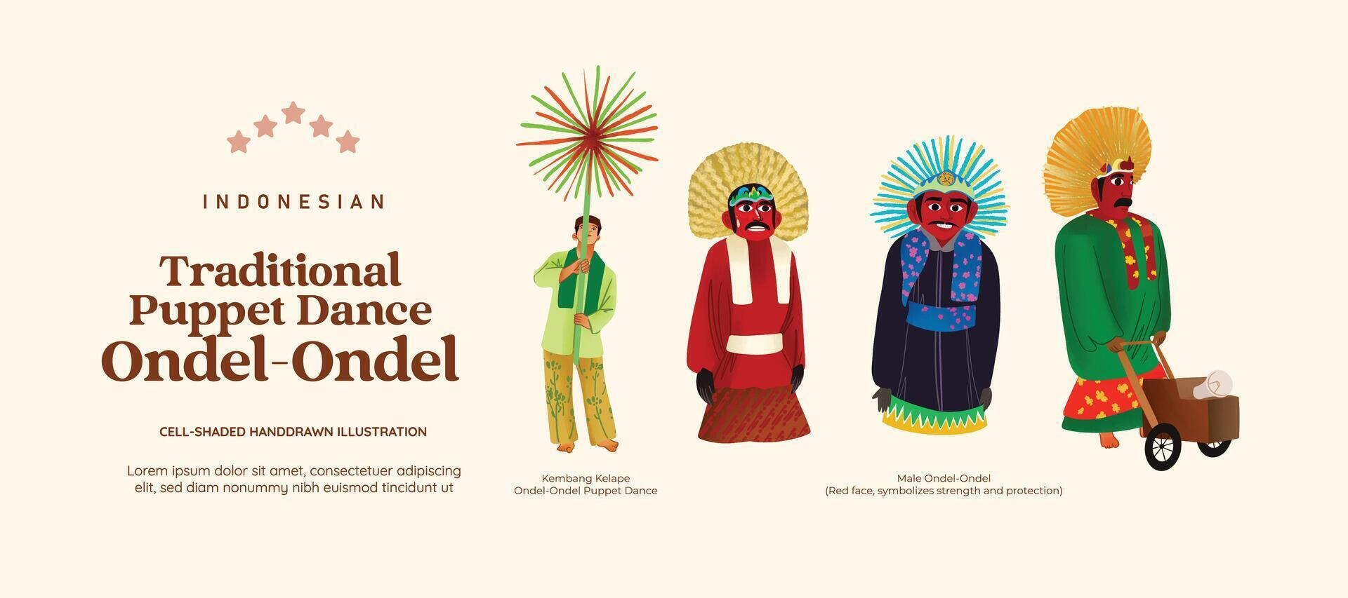 Indonesia traditional folk dance ondol ondol ondol ondol on vector