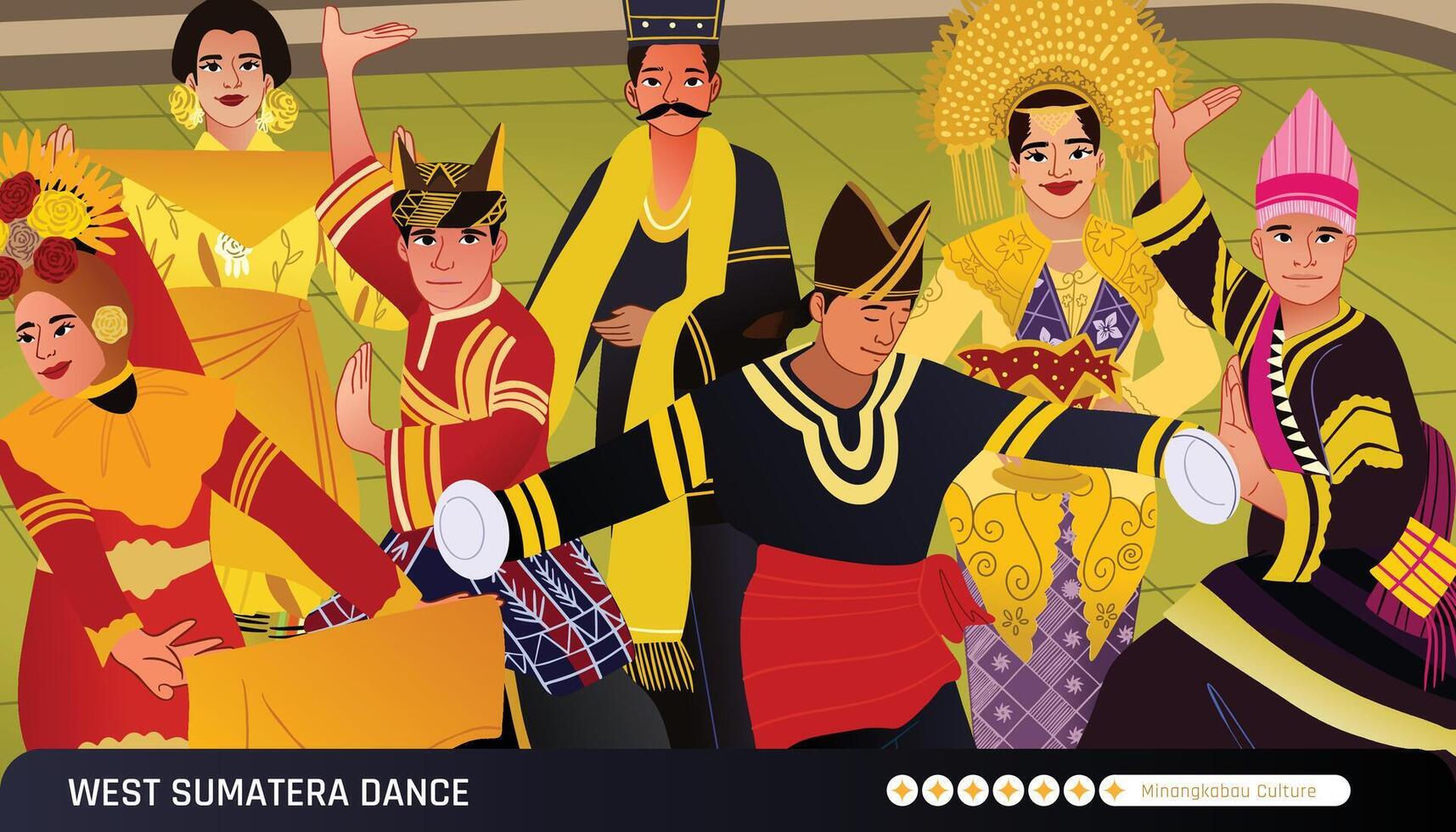A group of people dressed in traditional costumes vector