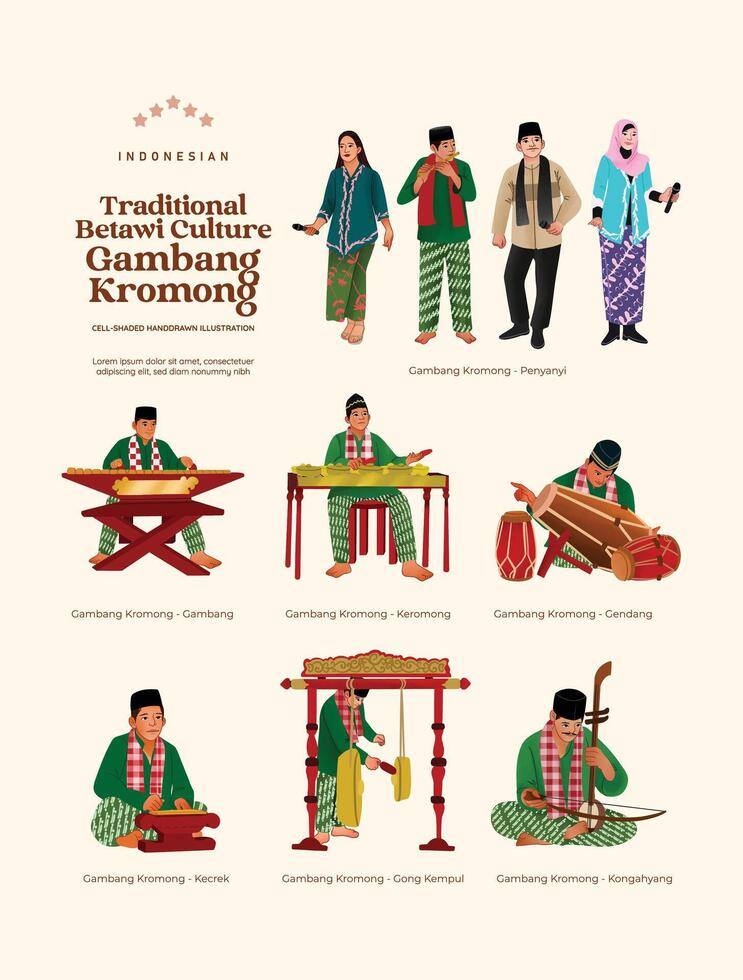 Traditional gamang music illustration vector