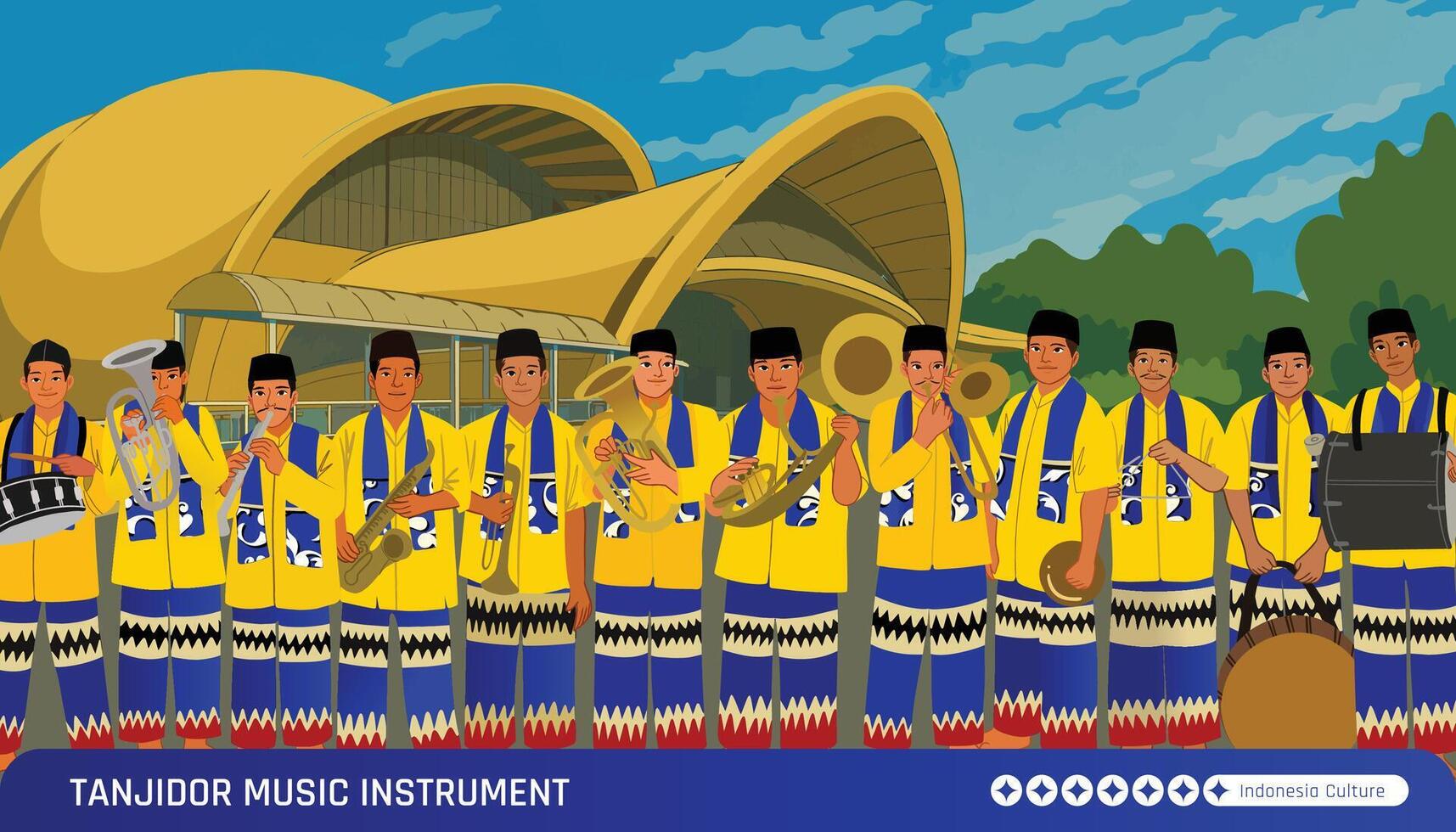 A cartoon illustration of a group of people in traditional clothing vector