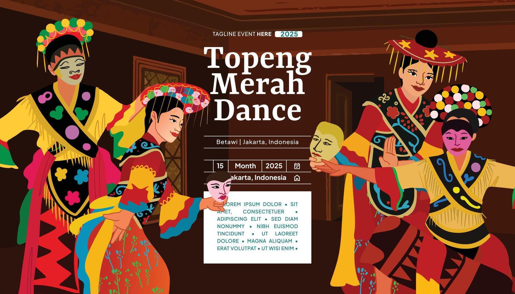 Topeng merah dance - the story of the dance vector