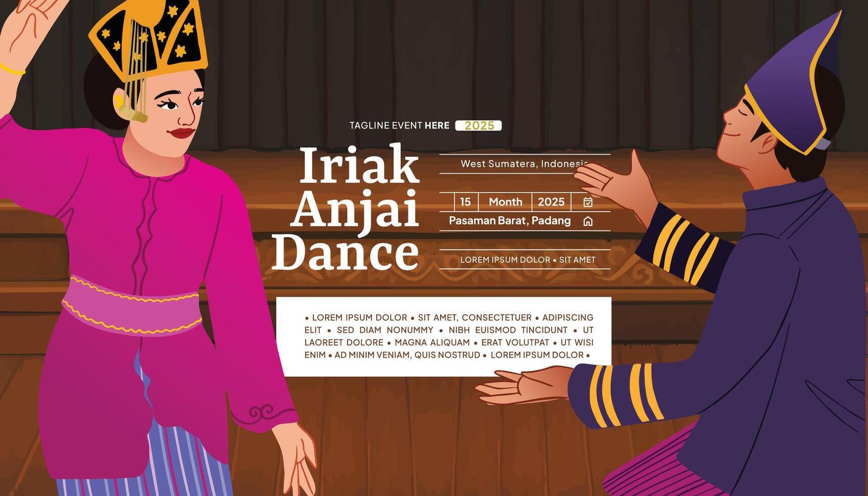 An illustration of two people dancing in indonesian costume vector