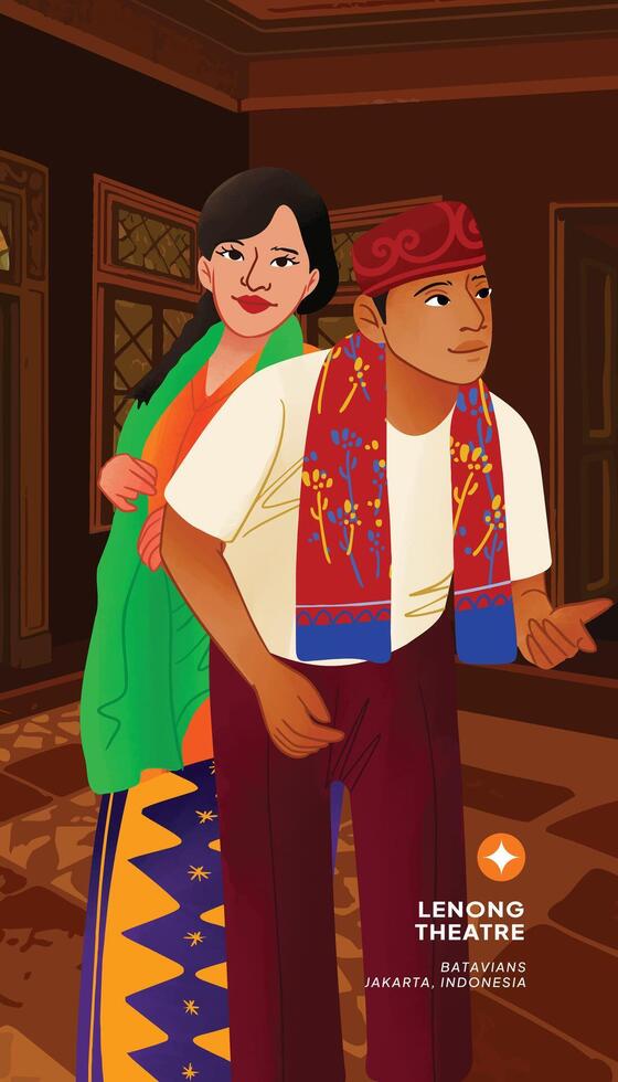 A cartoon of a man and woman in traditional clothing vector