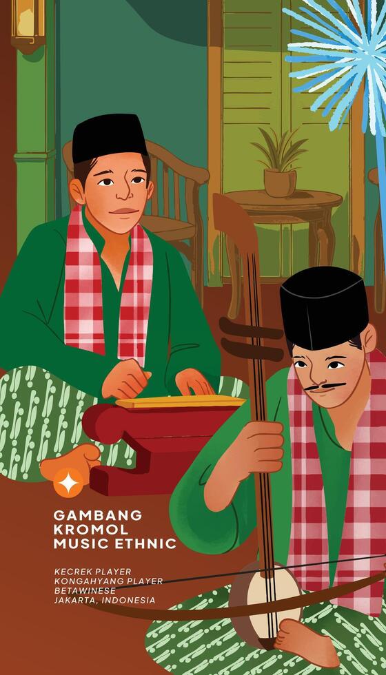 A poster for the indonesian traditional music vector