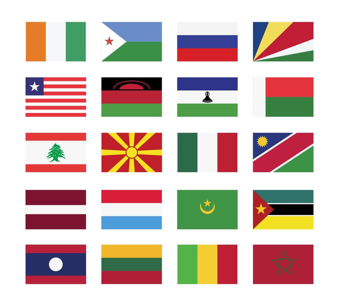 A Diverse Collection of World Flags Celebrating Global Representation and Unity Among Cultures vector