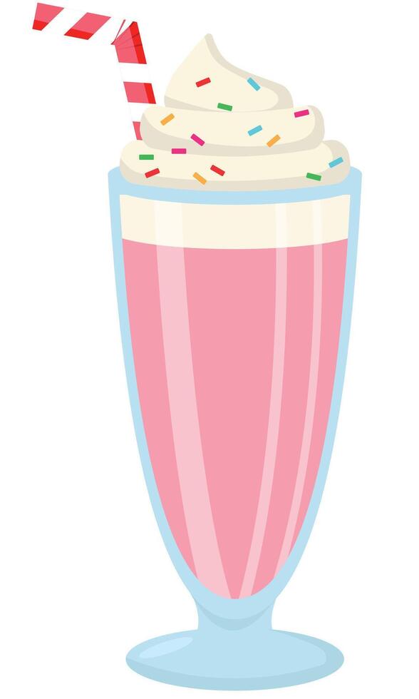 Tasty strawberry milkshake with sprinkles, Delicious dairy based dessert fast food design element vector