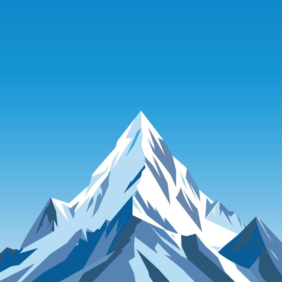 Snow capped mountain design element against a blue sky vector
