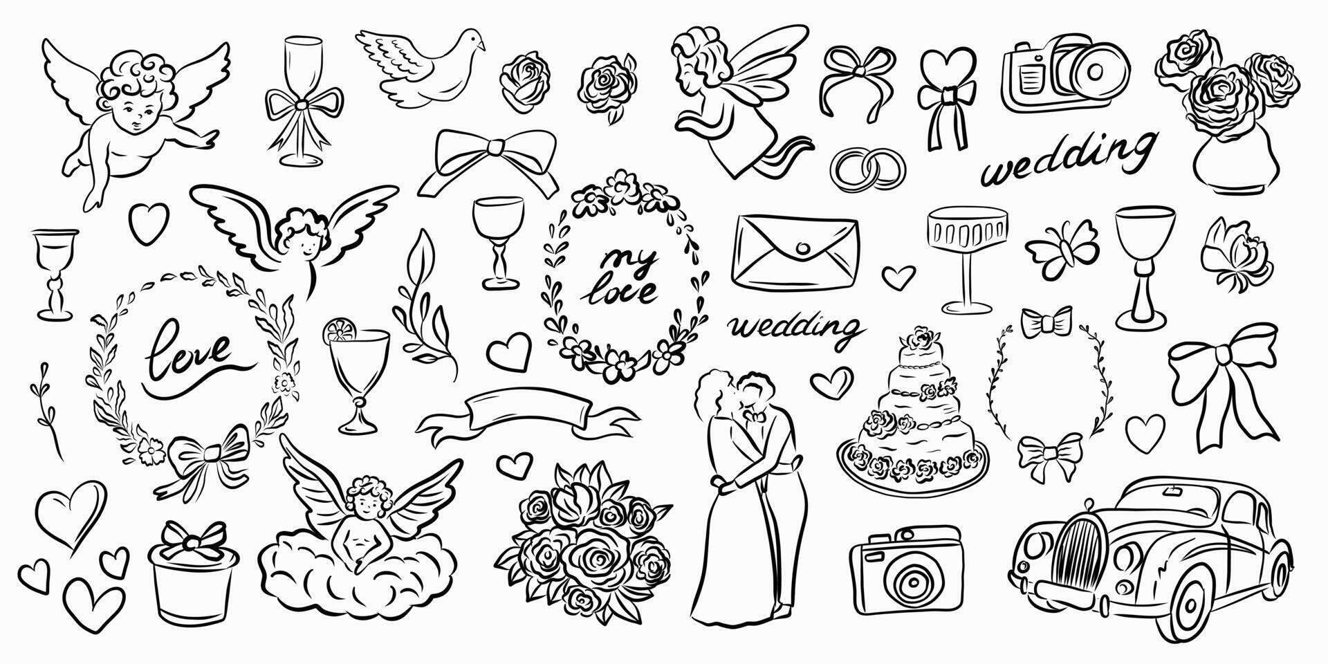 A Beautiful and Romantic Wedding Clipart Collection for all your wedding needs and more vector