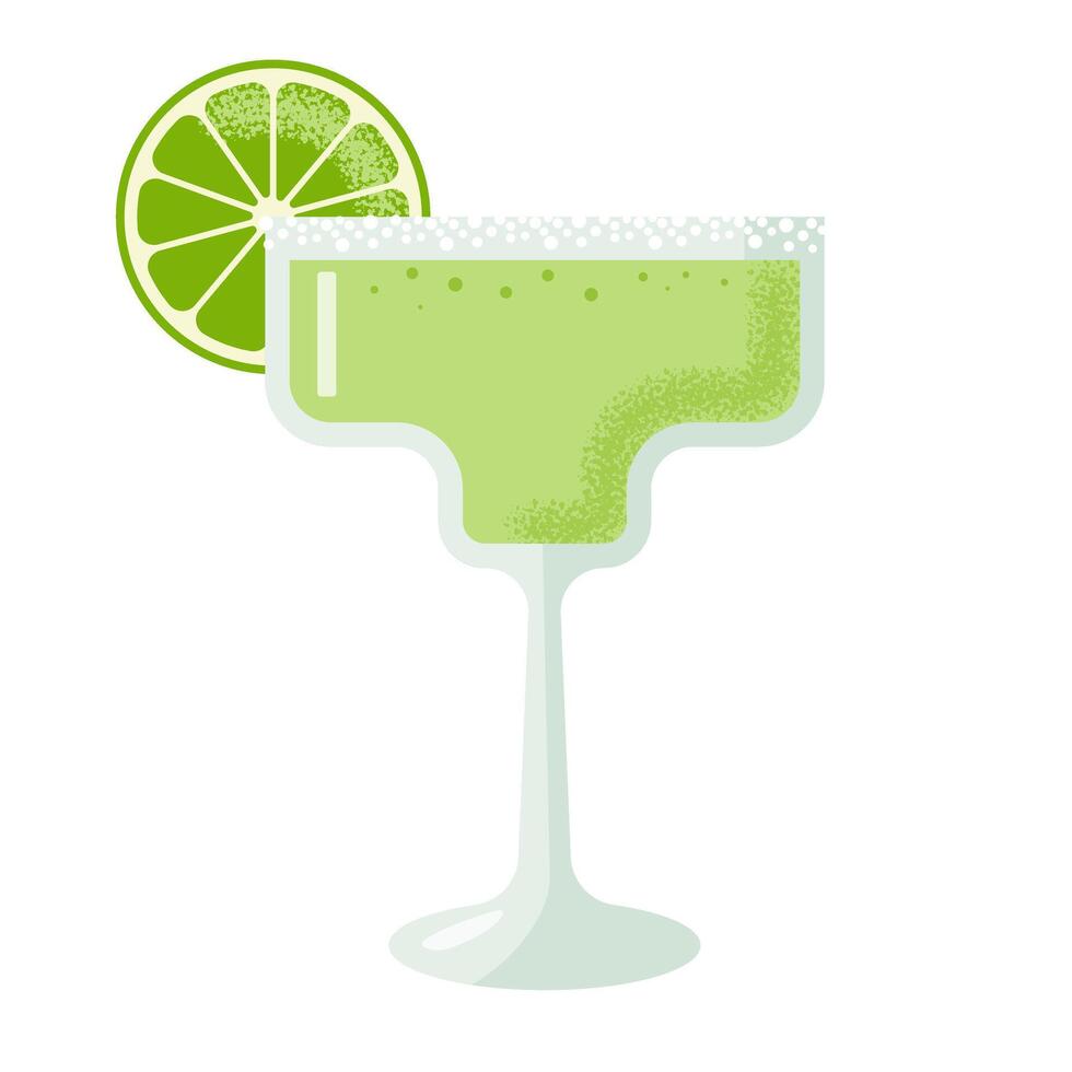 Enjoy a Refreshing Margarita topped with a Lime Slice and a delightful Salt Rim for flavor vector