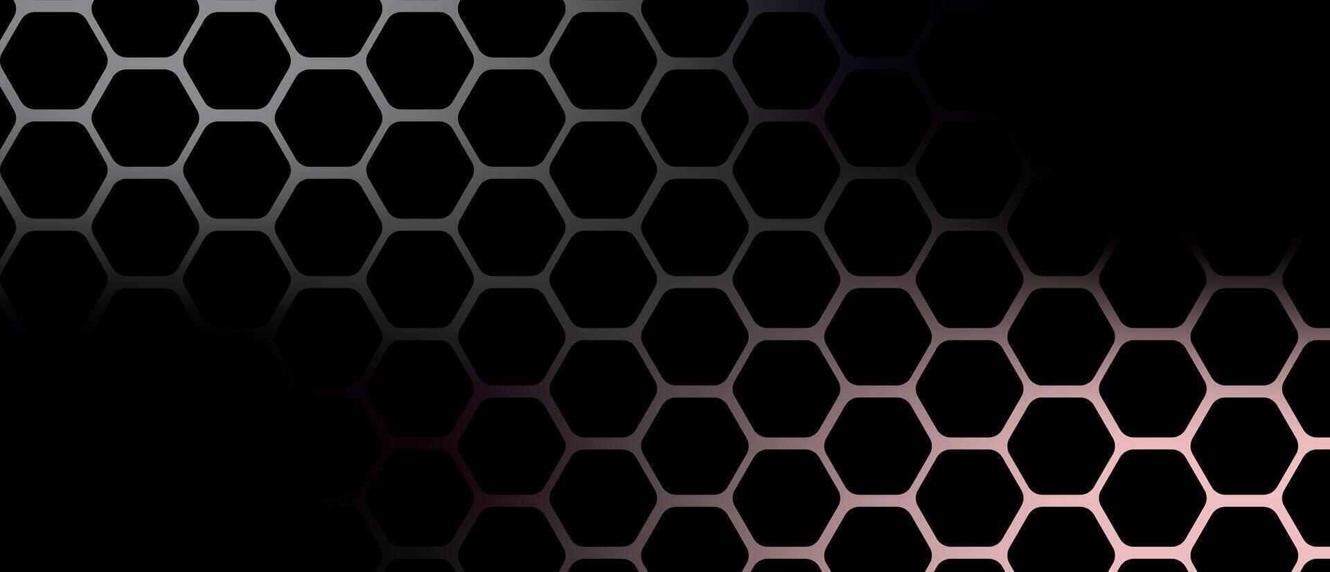 Hexagonal patterns create a visually striking geometric design on a dark background. vector