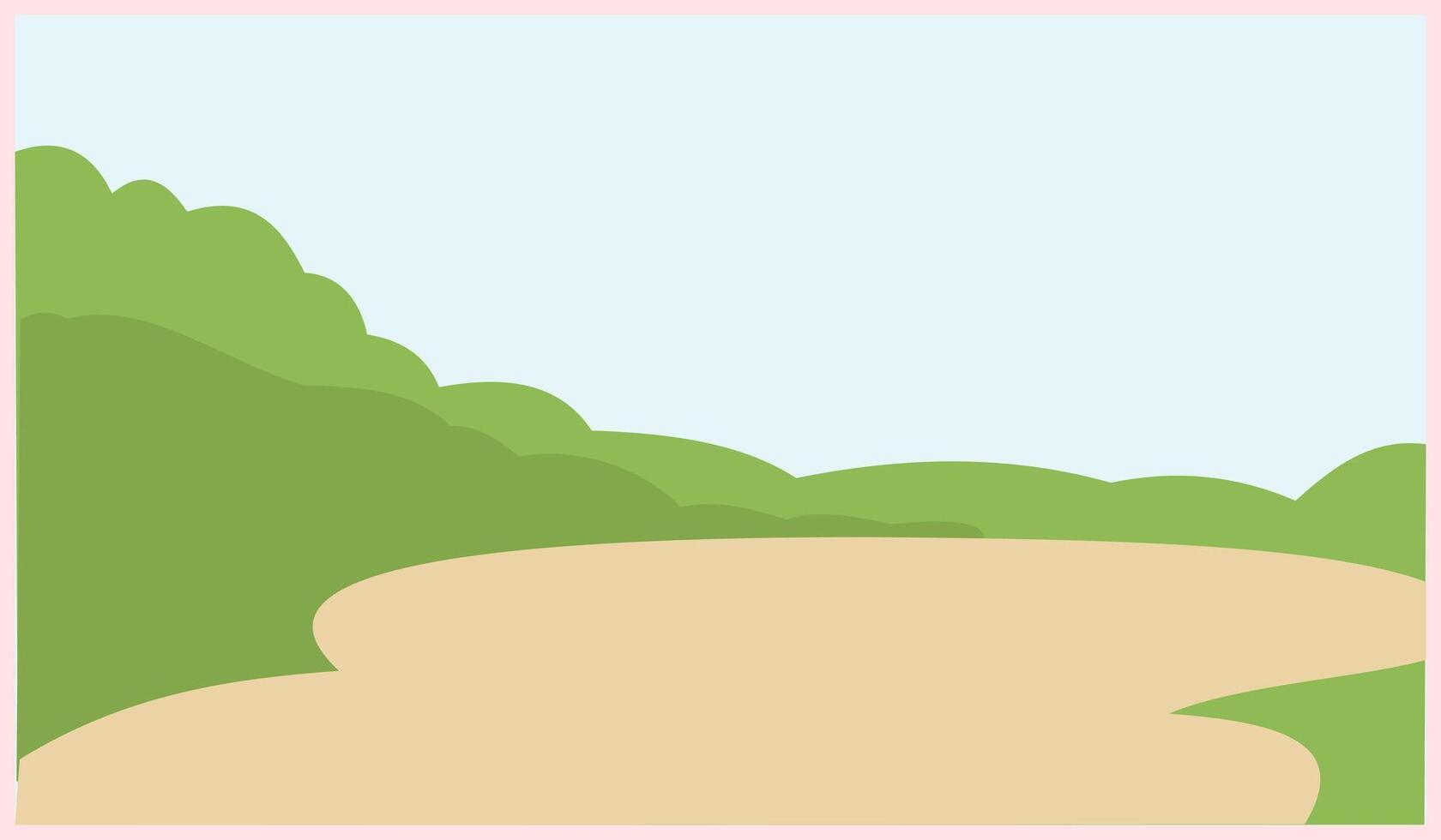 Illustration of a road in the park with trees and bushes. Landscape design of beautiful park. Nature theme design element illustration vector