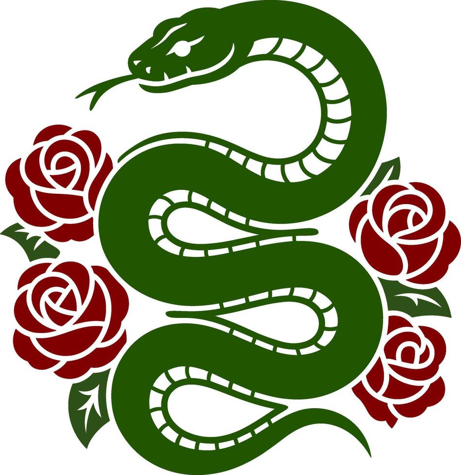 Snake with Roses 65668849 Vector Art at Vecteezy