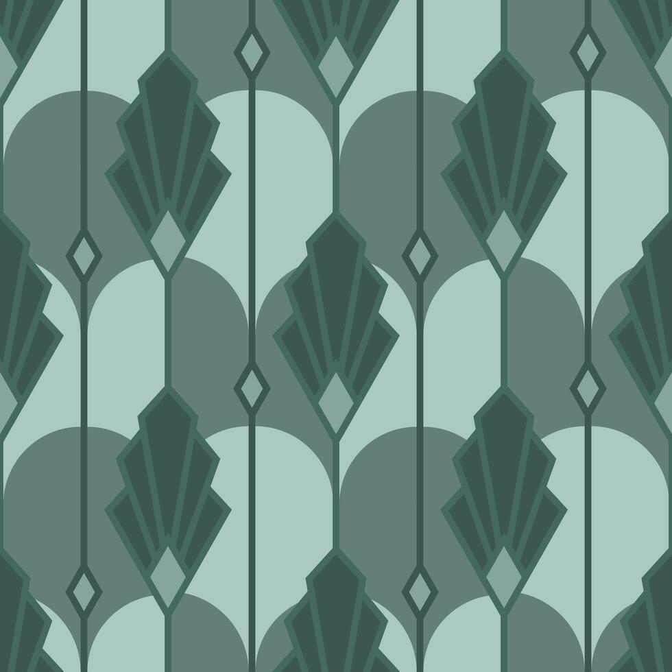 Green Art Deco Seamless Pattern Illustration vector