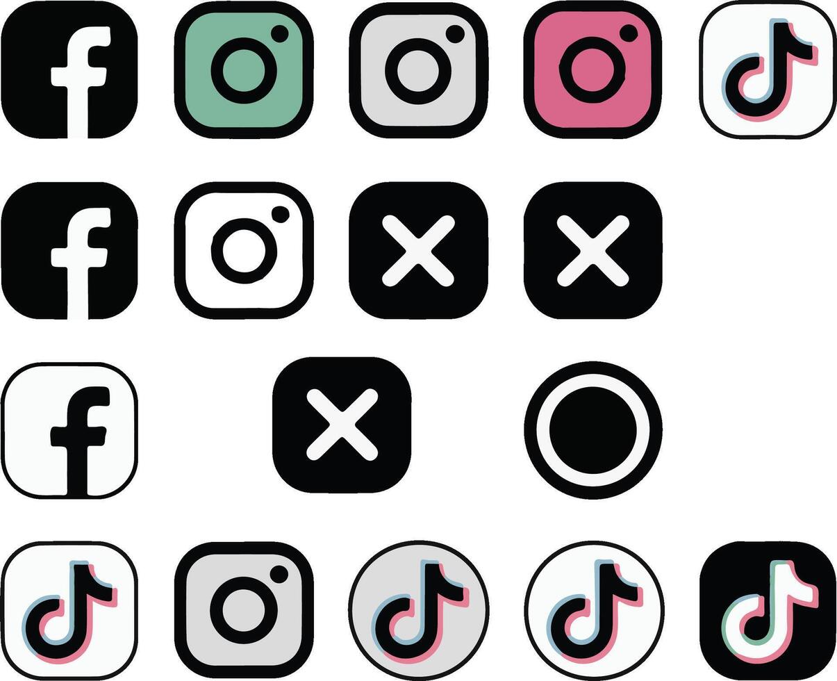 Social Media Icons Set vector
