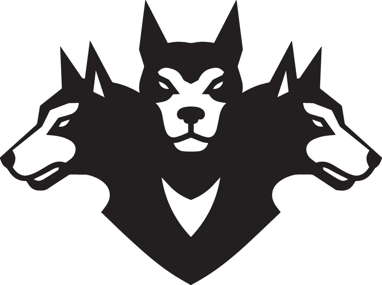 The Three-Headed Cerberus Silhouette Illustration vector