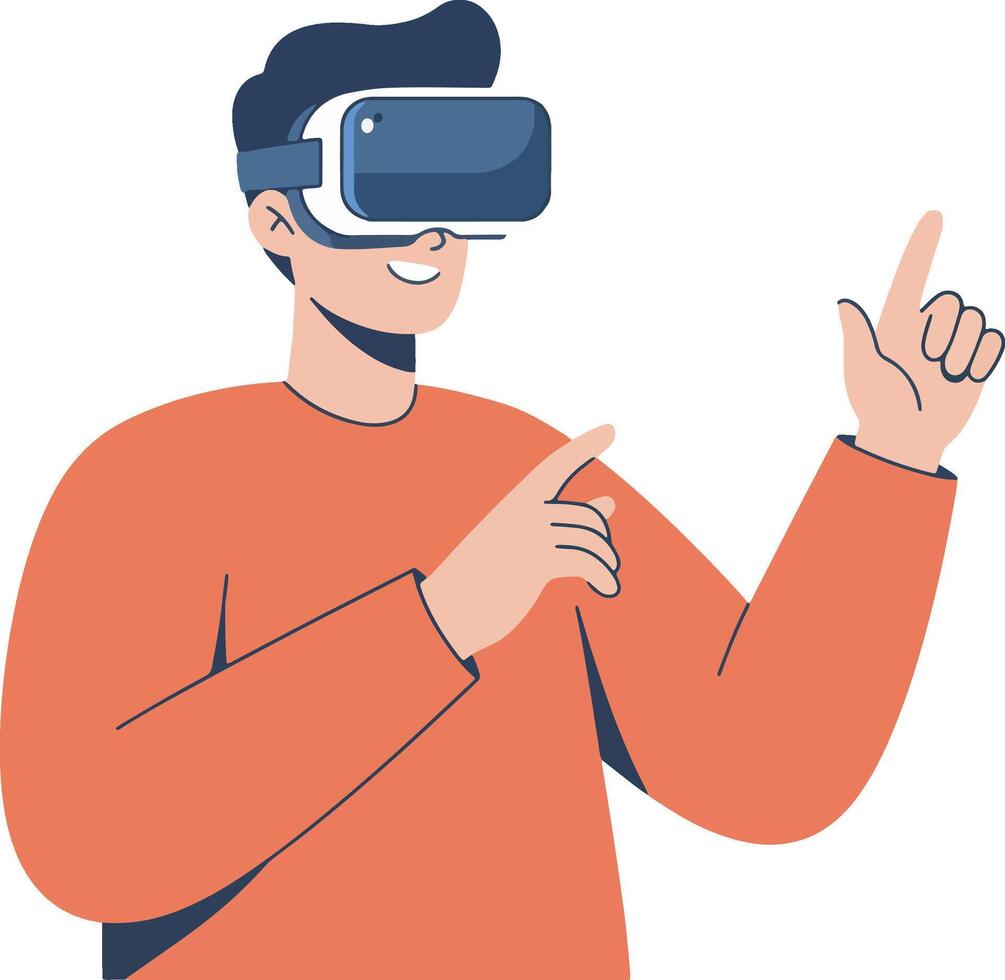 Man experiencing virtual reality with a VR headset design art vector