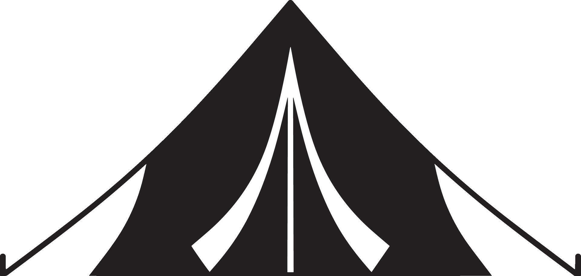 Simple Black and White Tent Icon for Camping and Outdoor Activities vector
