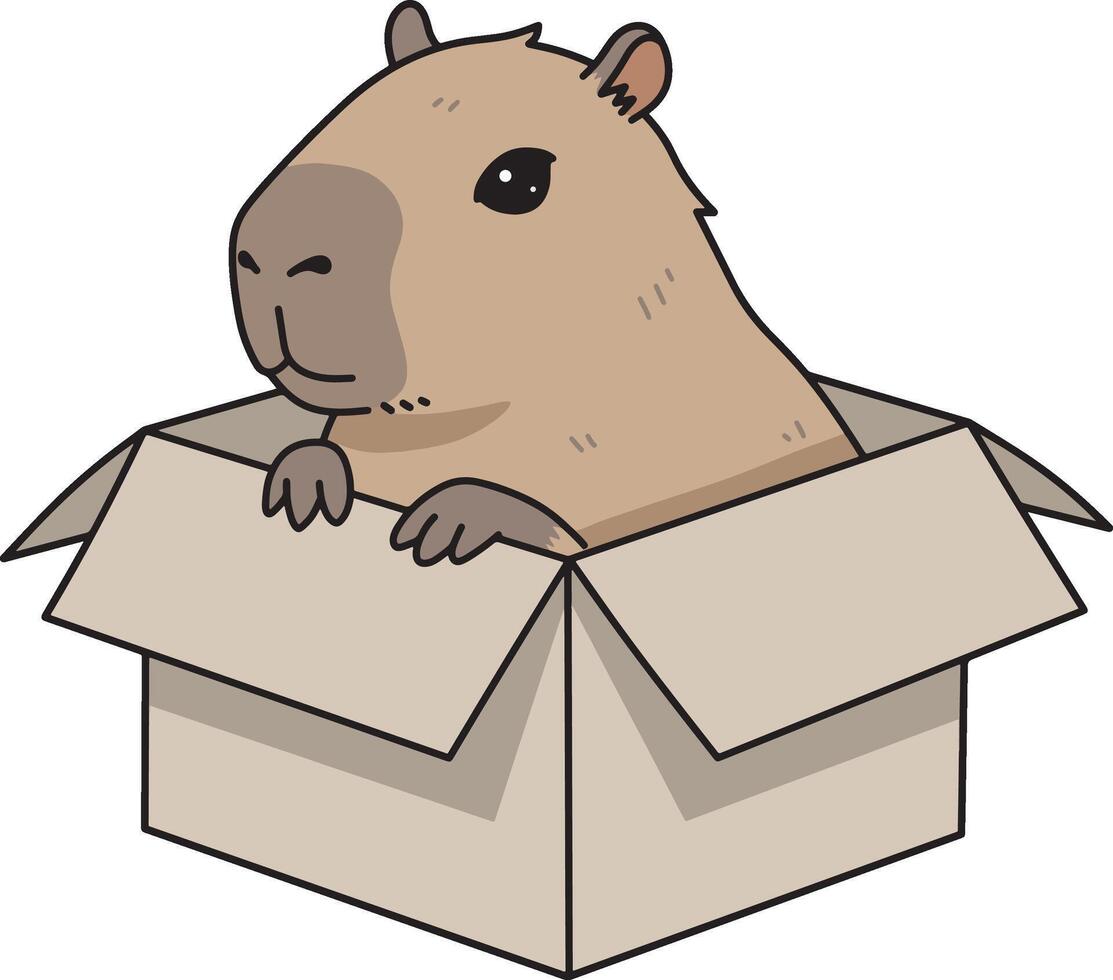Capybara in a Box Illustration vector