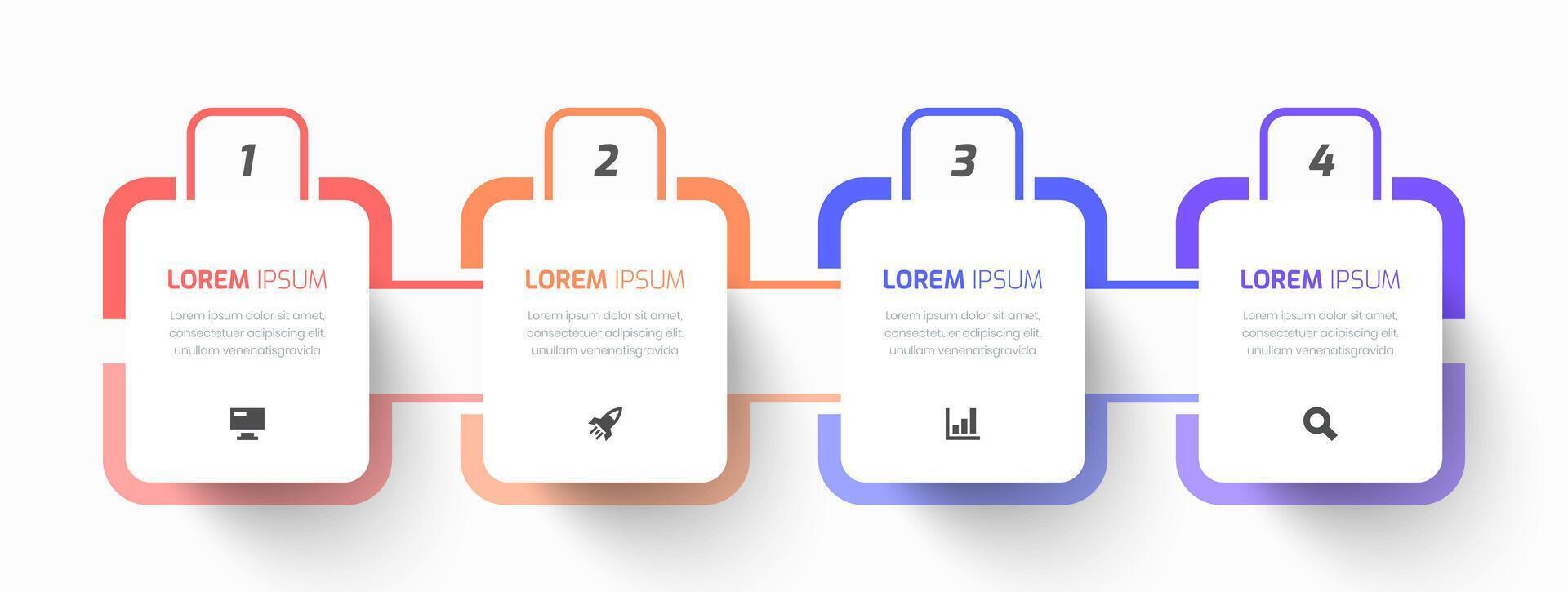 Infographic Business with Rectangle Label, Thin Line, Icon and Four Number for Presentation vector