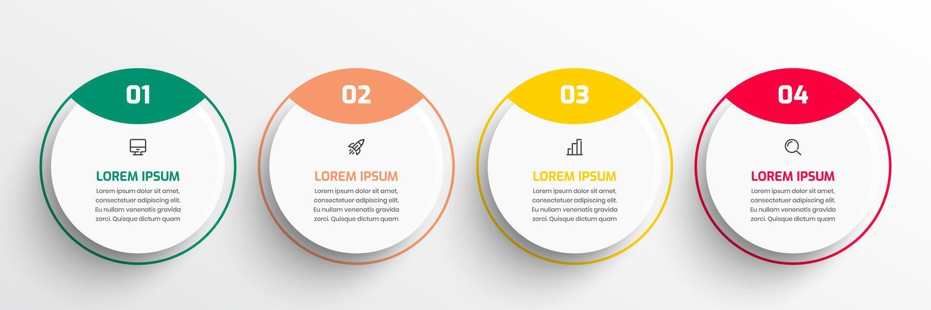 Business Infographic Template with Circle Label 4 Number and Icon Can be Used for Presentation vector