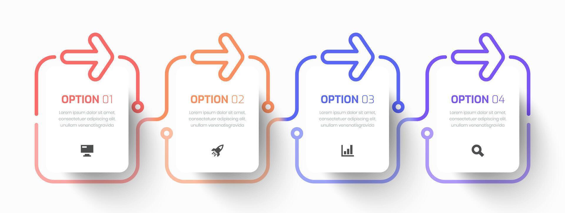 Infographic Business with Rectangle Label, Arrows, Icon and 4 Option for Presentation vector