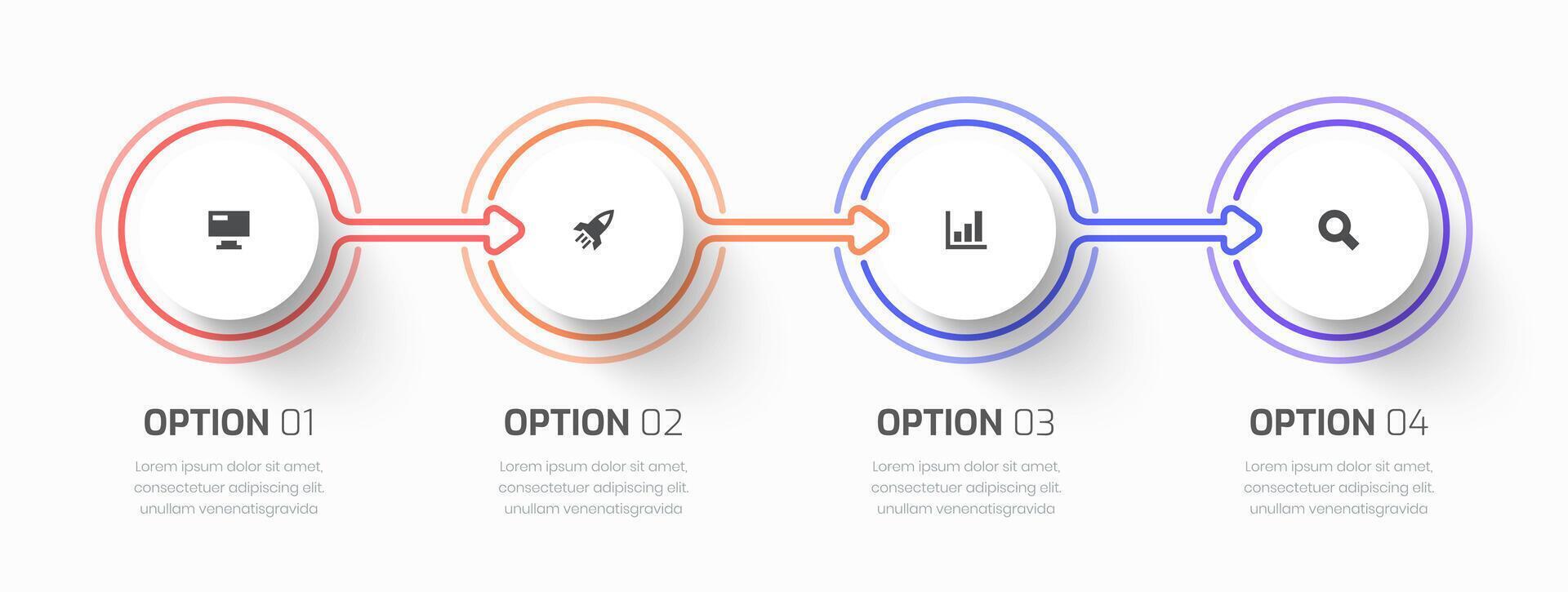 Timeline Infographic Business with Circle Label, Line, Icon and Four Options for Presentation, Process Diagram vector