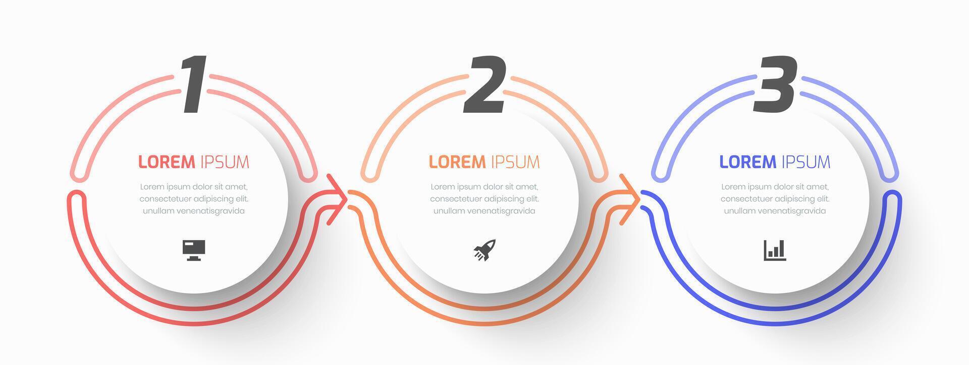 Infographic Business with Circle Label, Thin Line, Icon and 3 Number for Presentation vector